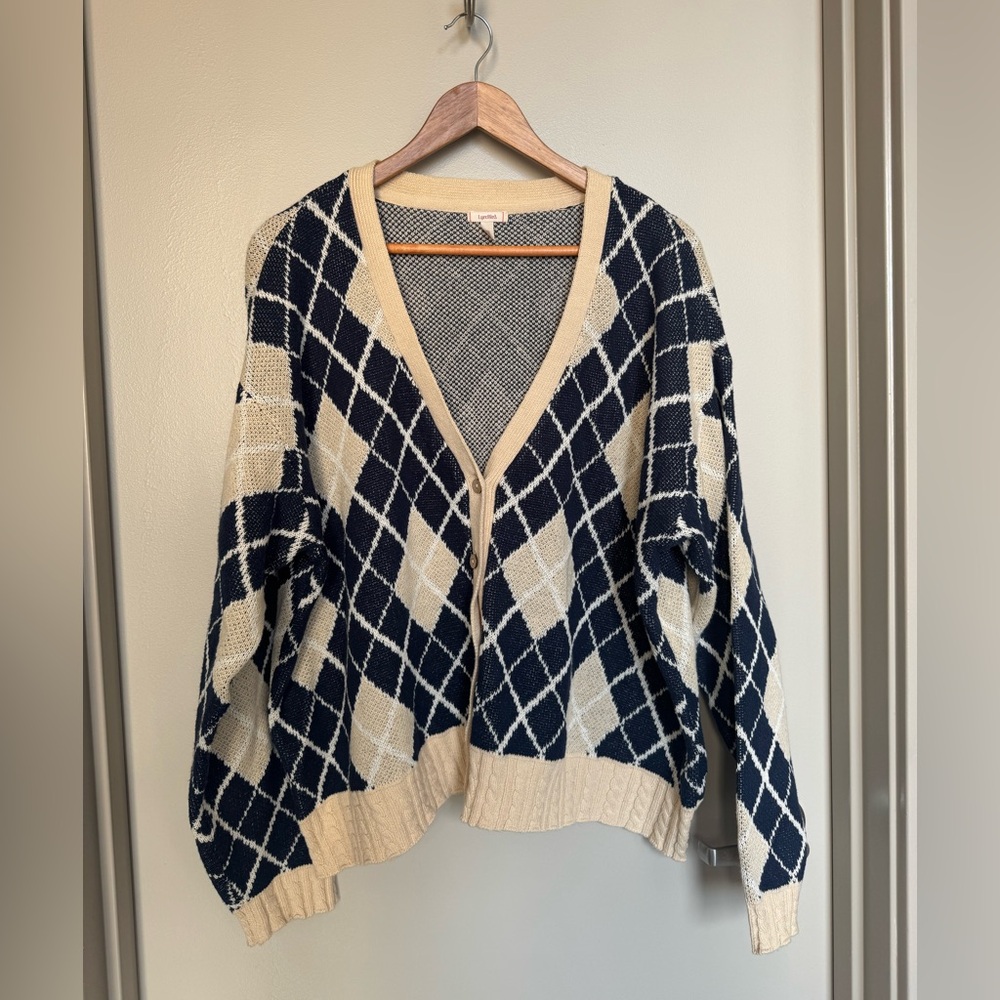 Anthropologie LyreBird Argyle Cardigan Sweater